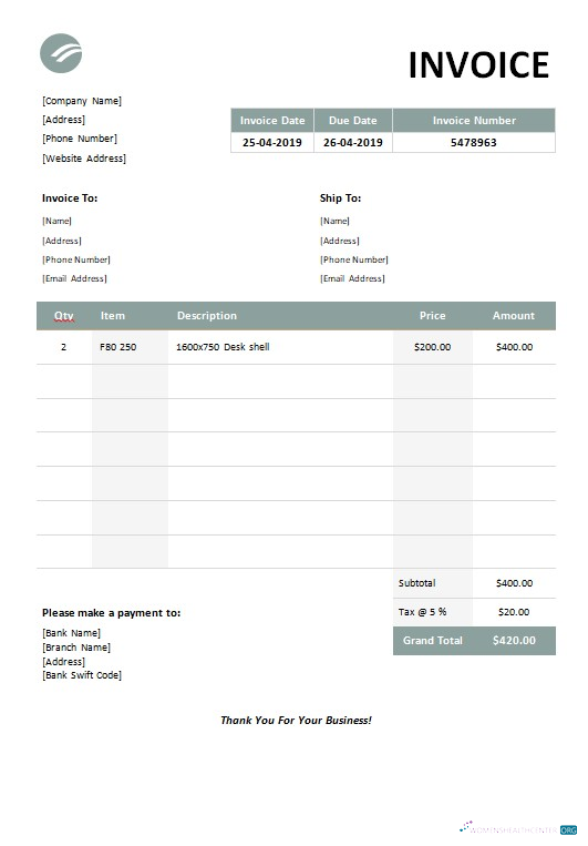 Download Furniture Invoice Template Photoshop template